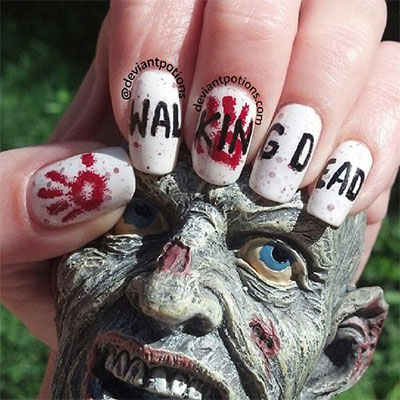 20-Halloween-Inspired-Zombie-Nail-Art-Ideas-2018 -The-Walking-Dead-Nails-1
