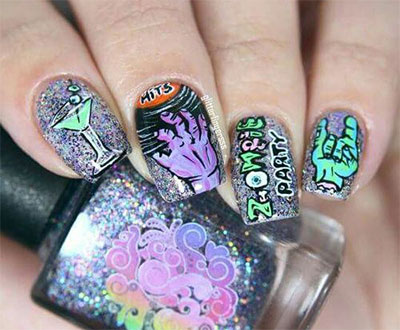 20-Halloween-Inspired-Zombie-Nail-Art-Ideas-2018 -The-Walking-Dead-Nails-12