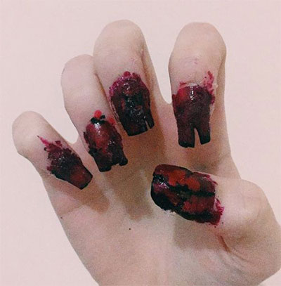 20-Halloween-Inspired-Zombie-Nail-Art-Ideas-2018 -The-Walking-Dead-Nails-18