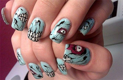 20-Halloween-Inspired-Zombie-Nail-Art-Ideas-2018 -The-Walking-Dead-Nails-22