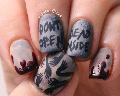 20-Halloween-Inspired-Zombie-Nail-Art-Ideas-2018 -The-Walking-Dead-Nails-3