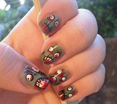 20-Halloween-Inspired-Zombie-Nail-Art-Ideas-2018 -The-Walking-Dead-Nails-5