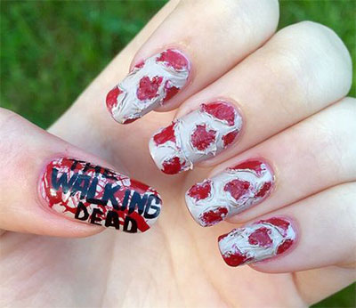 20-Halloween-Inspired-Zombie-Nail-Art-Ideas-2018 -The-Walking-Dead-Nails-6