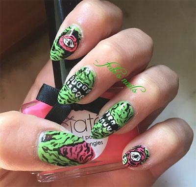 20-Halloween-Inspired-Zombie-Nail-Art-Ideas-2018 -The-Walking-Dead-Nails-7