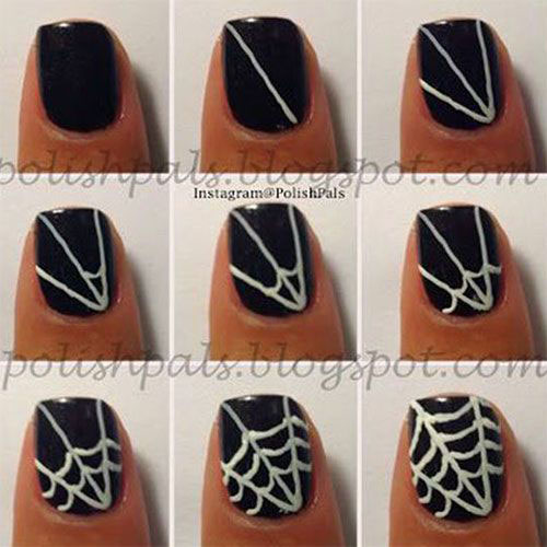 Spider-Spiderweb-Halloween-Nail-Art-Tutorials-For-Learners-2018-3
