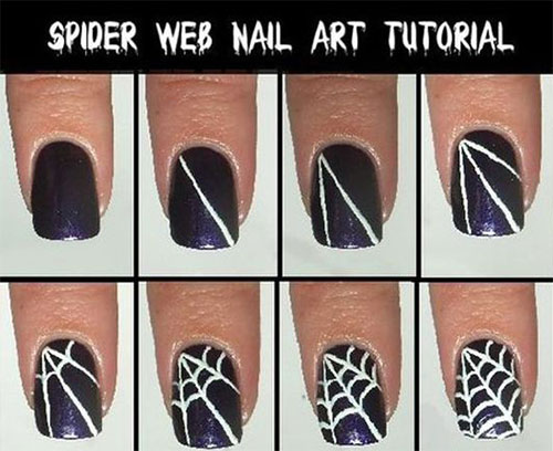 Spider-Spiderweb-Halloween-Nail-Art-Tutorials-For-Learners-2018-4