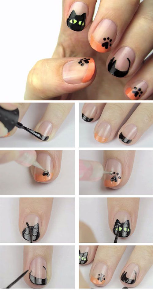 Step-By-Step-Black-Cat-Halloween-Nail-Tutorials-For-Learners-2018-2