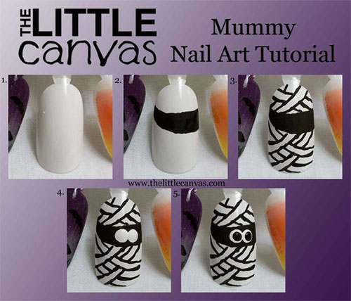Step-By-Step-Mummy-Halloween-Nail-Art-Tutorials-For-Learners-2018-1