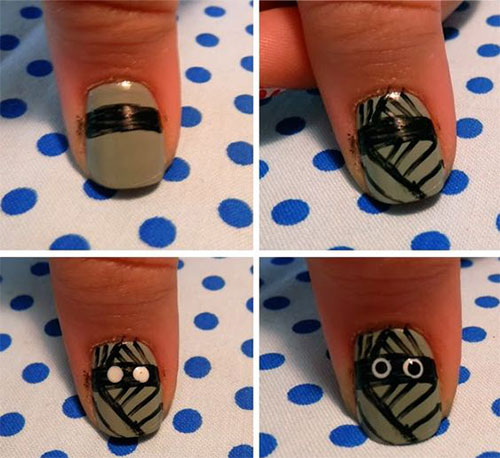 Step-By-Step-Mummy-Halloween-Nail-Art-Tutorials-For-Learners-2018-2