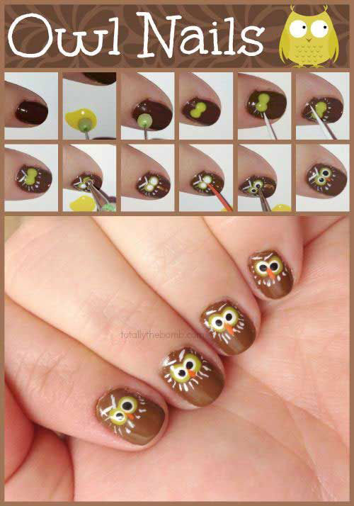 Step-By-Step-Owl-Halloween-Nail-Tutorial-For-Learners-2018-1