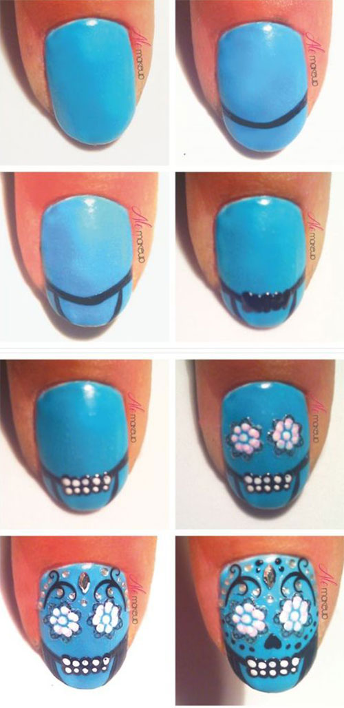 Step-By-Step-Skull-Halloween-Nail-Art-Tutorials-For-Beginners-2018-1