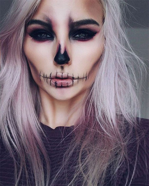 20-Skull-Skeleton-Halloween-Makeup-Ideas-Looks-2018-7