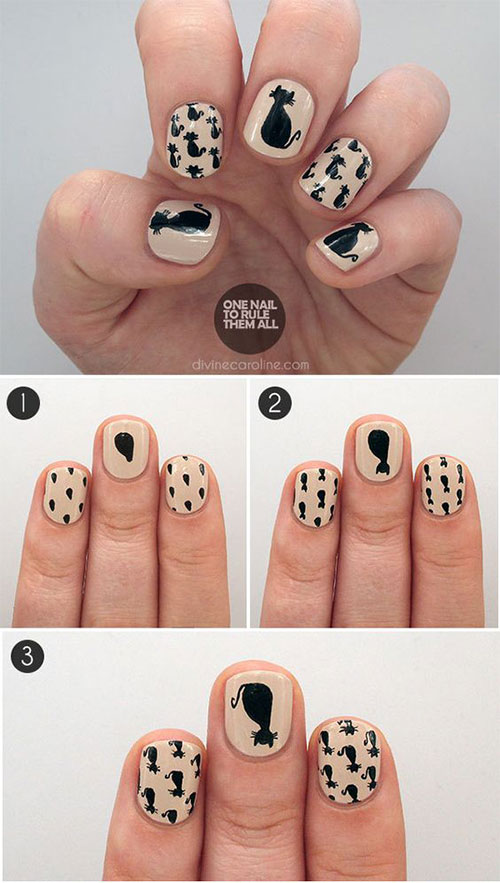 Easy-Step-By-Step-Black-Cat-Halloween-Nails-Art-Tutorials-For-Learners-2019-5
