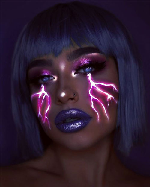 10-Amazing-Neon-Face-Paint-Makeup-Ideas-For-Halloween-2019-5