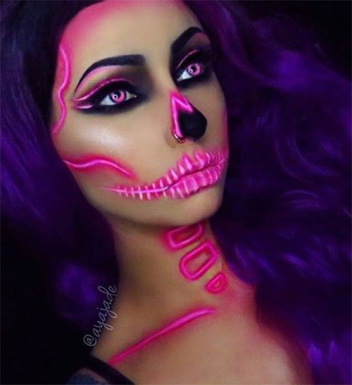 10-Amazing-Neon-Face-Paint-Makeup-Ideas-For-Halloween-2019-8