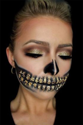 15+ Best & Horror Halloween Gold Makeup Looks, Styles & Ideas 2019 ...
