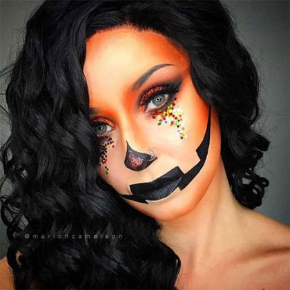 15+ Scary Pumpkin/ Jack o Lantern Halloween Face Makeup Ideas & Looks ...